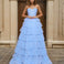 Celeste Layered Strapless Ball Gown Powder Blue Front