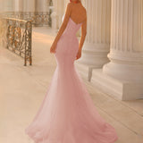 Celestia Strapless Beaded Gown - Blush