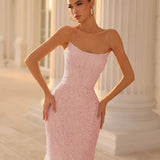 Celestia Strapless Beaded Gown - Blush