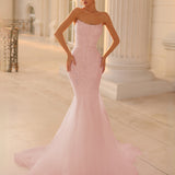 Celestia Strapless Beaded Gown - Blush