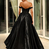 Celia Off Shoulder Corset Gown - Black