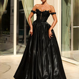 Celia Off Shoulder Corset Gown - Black