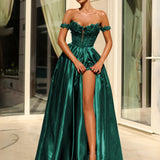 Celia Off Shoulder Corset Gown - Emerald