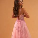 Celina Tulle Corset Gown Soft Pink back