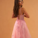 Celina Tulle Corset Gown Soft Pink back
