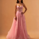 Celina Tulle Corset Gown Soft Pink front