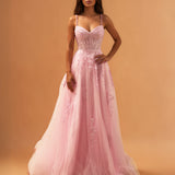 Celina Tulle Corset Gown Soft Pink front