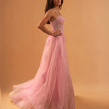 Celina Tulle Corset Gown Soft Pink side