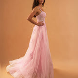 Celina Tulle Corset Gown Soft Pink side