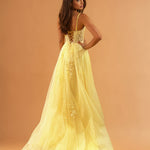 Celina Tulle Corset Gown Yellow back