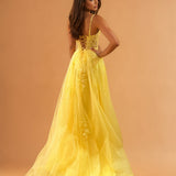 Celina Tulle Corset Gown - Yellow