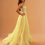 Celina Tulle Corset Gown Yellow side