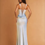 Charlie Corset Gown Dusty Blue BACK