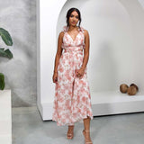 Cleo Chiffon Maxi Dress - Peach floral