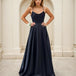Cindy Satin A Line Formal Gown Black