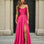 Cindy Satin A-line Gown Hot Pink Front