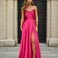Cindy Satin A-line Gown Hot Pink Front