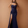 Clarissa Chiffon Corset Gown Navy Front