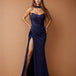 Clarissa Chiffon Corset Gown Navy Front