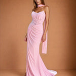 Clarissa Chiffon Corset Gown Pink Front