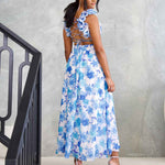 Cleo Chiffon Maxi Dress - Blue Floral