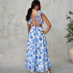 Cleo Chiffon Maxi Dress - Blue Floral