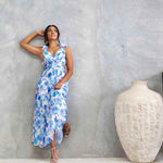 Cleo Chiffon Maxi Dress - Blue Floral