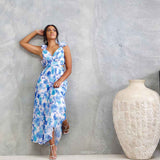 Cleo Chiffon Maxi Dress - Blue Floral