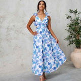 Cleo Chiffon Maxi Dress - Blue Floral