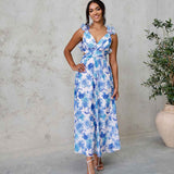 Cleo Chiffon Maxi Dress - Blue Floral