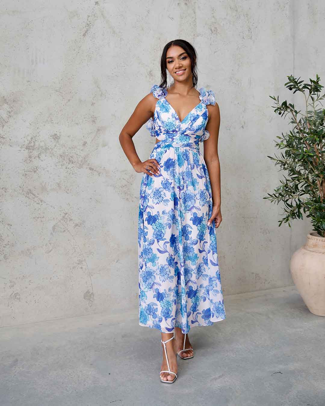 cleo floral maxi dress Cleo Strapless Column Gown 14 / Herbal Drift Zen in Bloom