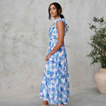 Cleo Chiffon Maxi Dress - Blue Floral