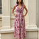 Cleo Chiffon Maxi Dress Pink Print Front