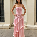 Clover Layered Maxi Dress Baby Pink Front
