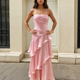 Clover Layered Maxi Dress Baby Pink Front