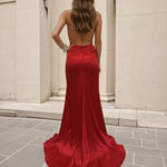 Corine Satin Formal Gown - Red Back