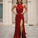 Corine Satin Formal Gown - Red Front