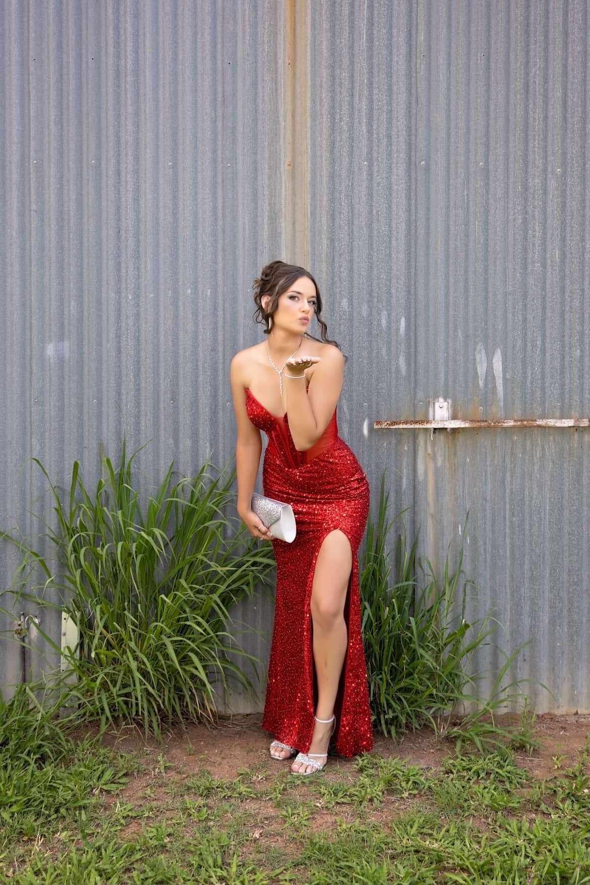 Rita Sequin Corset Gown - Red - Customer  Picture 