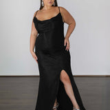 Issy Stretch Shimmer Gown - Midnight Navy