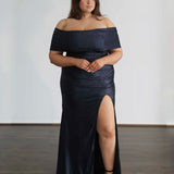 Forever Stretch Shimmer Gown - Midnight Navy