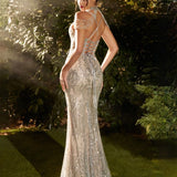 Pippa Beaded Gown - Silver/Nude