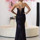 Dalette Sequin Corset Gown - Black