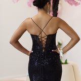 Dalette Sequin Corset Gown - Black