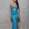Dalette Sequin Corset Gown Aqua Front