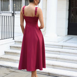 Danielle Midi Corset Dress Wine Back
