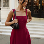 Danielle Midi Corset Dress Wine Front