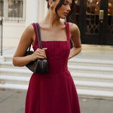 Danielle Midi Corset Dress Wine Front