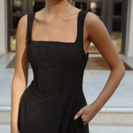 Danielle Midi Corset Dress Black Front