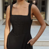 Danielle Midi Corset Dress Black Front