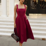 Danielle Midi Corset Dress Wine Front